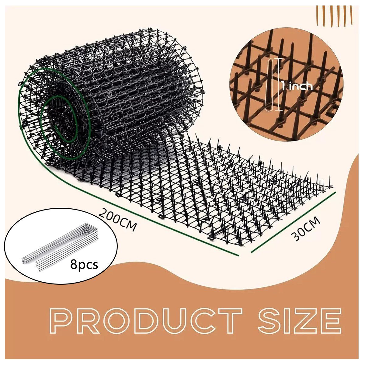 KUANGYE - Alfombrilla Antigatos Y Repelente De Perros Estera Con Púas 2m