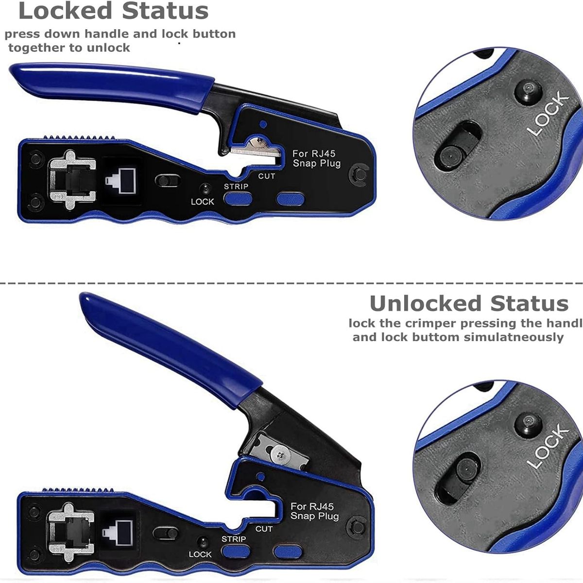 KUANGYE - Crimpeadora Pinza Ponchadora Plug Rj45 Cat6 Cable De Red
