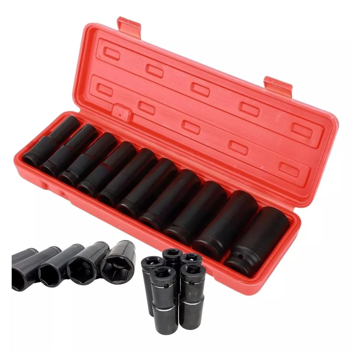KUANGYE - Juego Set Dados De Impacto 1/2, 10 Piezas De 8 A 24 Mm