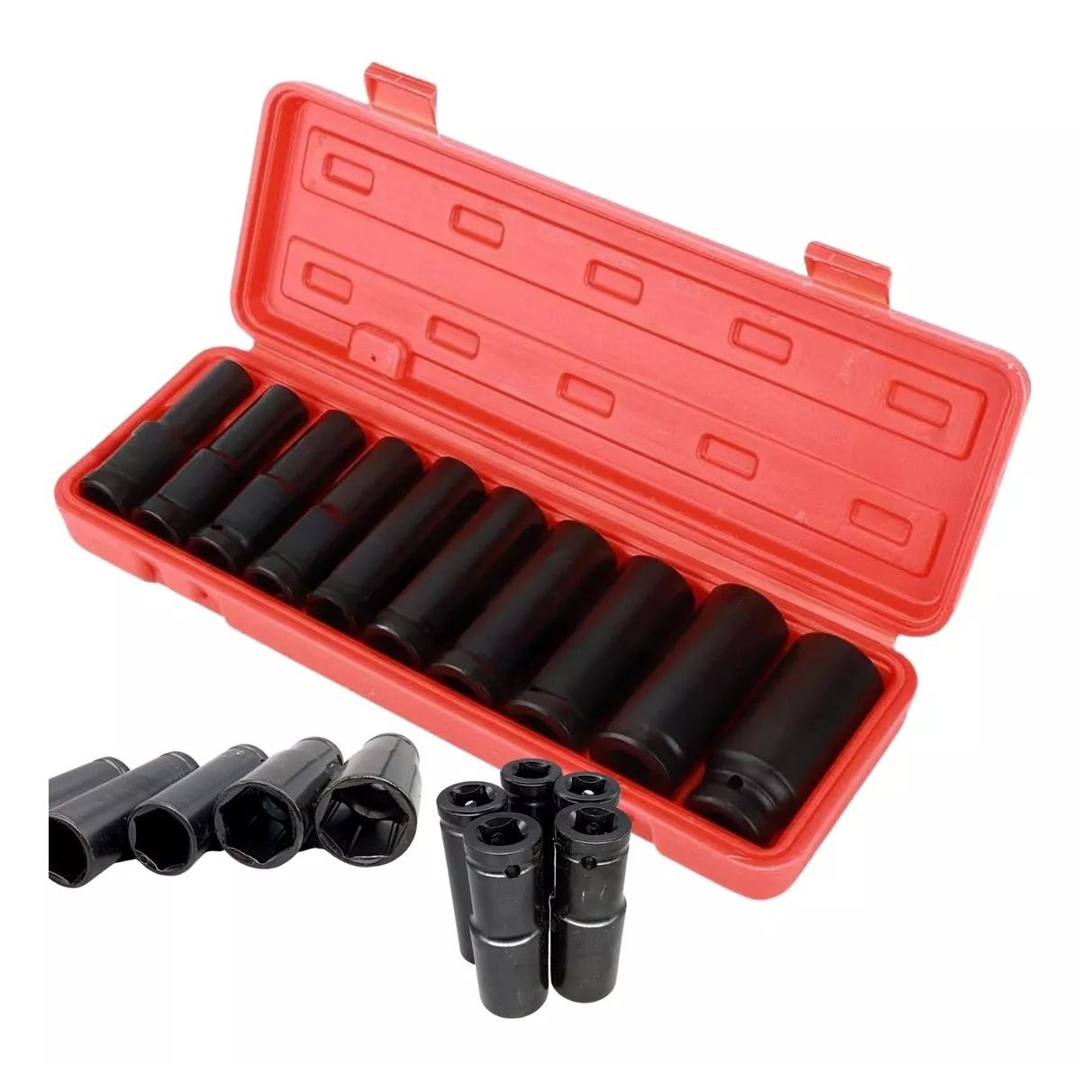 KUANGYE - Juego Set Dados De Impacto 1/2, 10 Piezas De 8 A 24 Mm