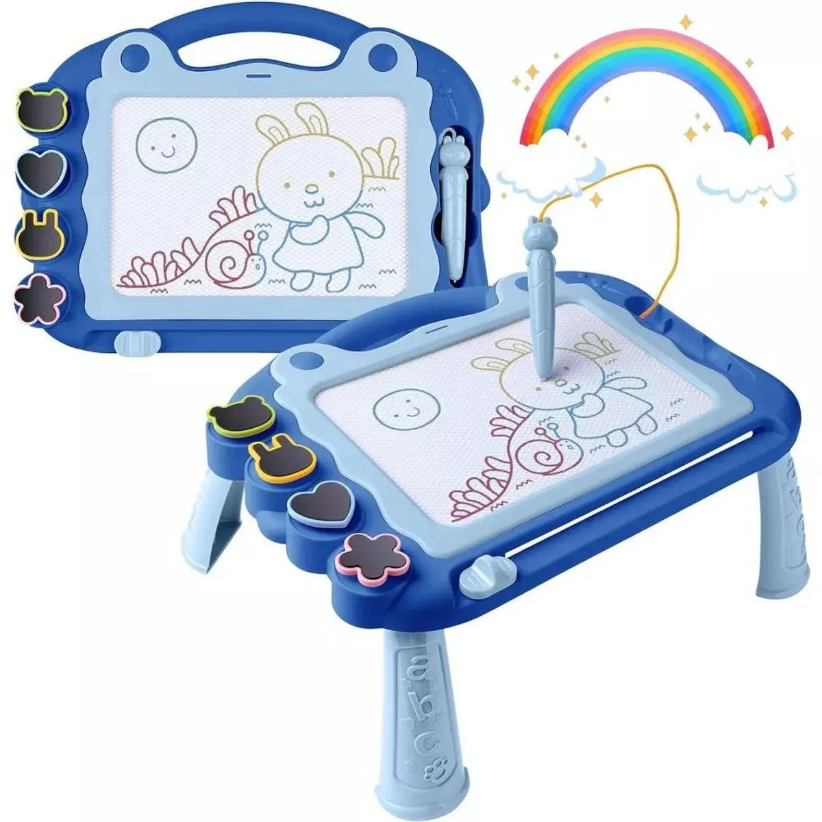 KUANGYE - Tablero Juego Pizarra Magica Con Soporte Para Niños 4 Sello