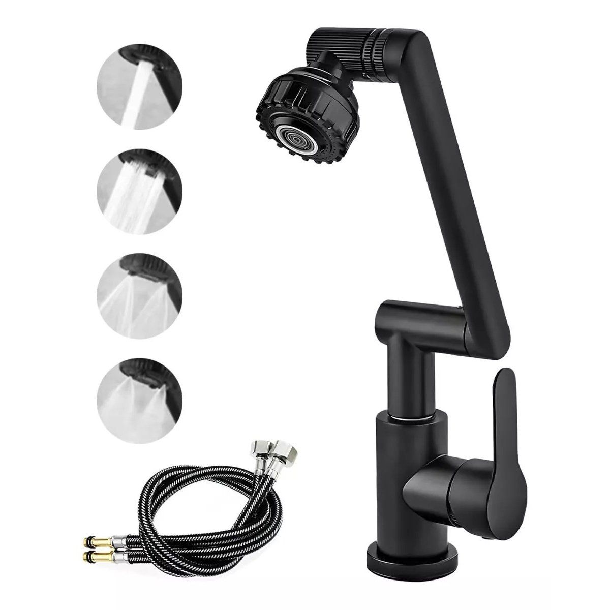 KUANGYE - Llave Grifería Lavamanos Monomando Cuellos Giratorios 1080°