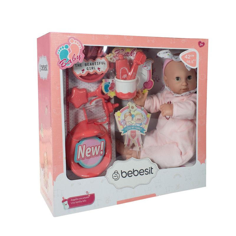 BEBESIT - Muñeca Bebe Olivia 42cm con accesorios