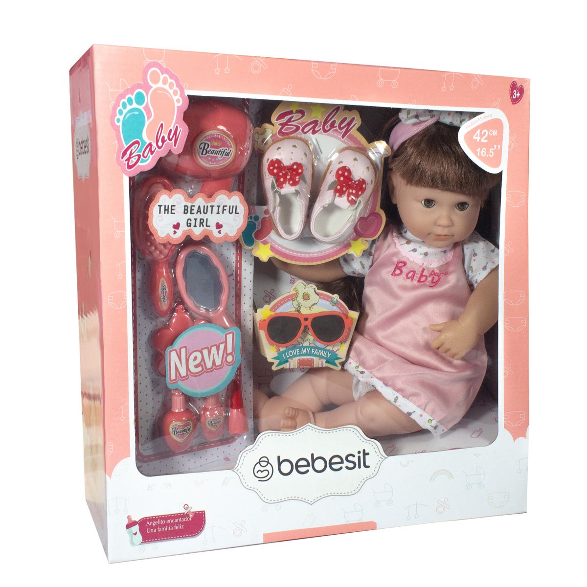 BEBESIT - Muñeca Bebe Lily 42cm con accesorios