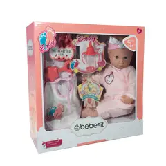 BEBESIT - Muñeca Bebe Luna 42cm con accesorios