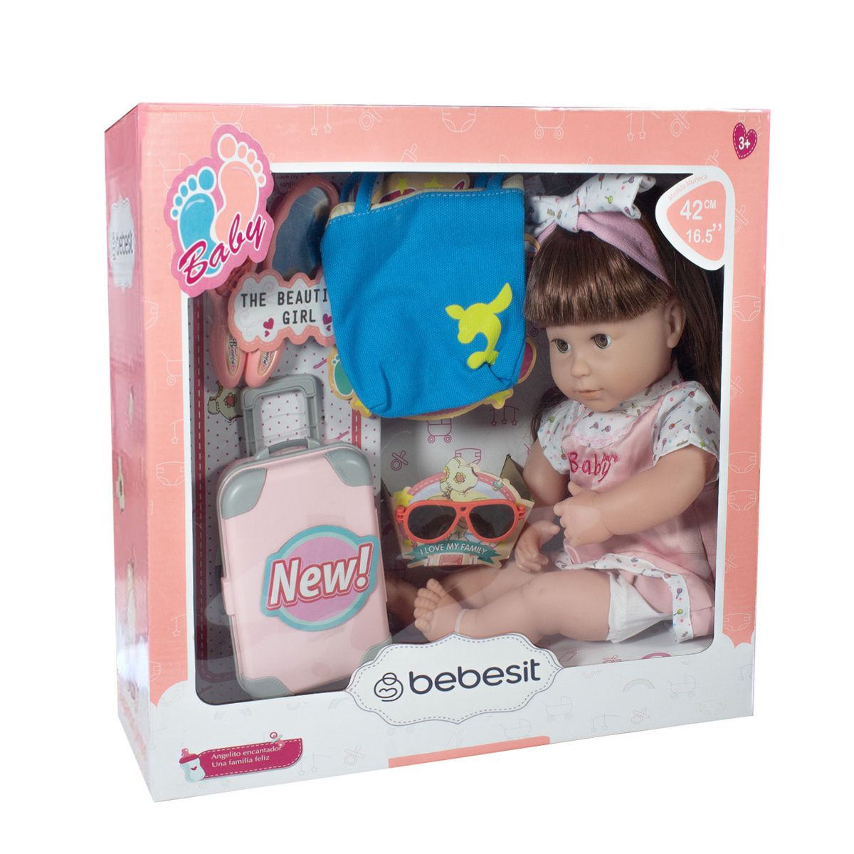BEBESIT - Muñeca Bebe Emma 42cm con accesorios