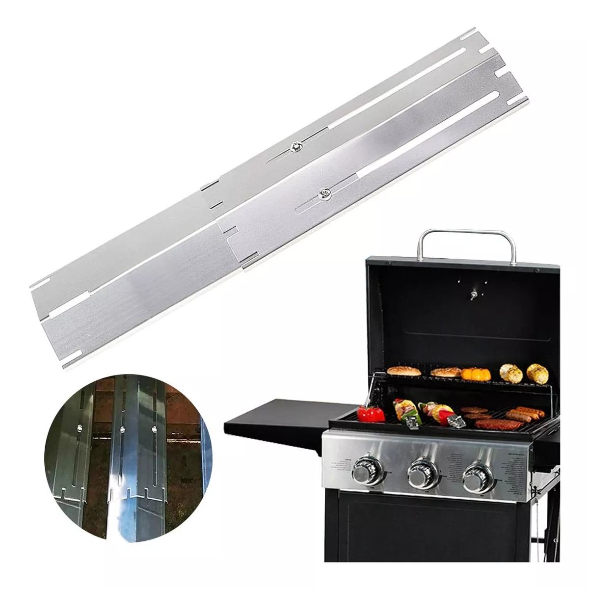 KUANGYE - Difusor De Fuego Ajustable De Calor Llama Parrilla A Gas