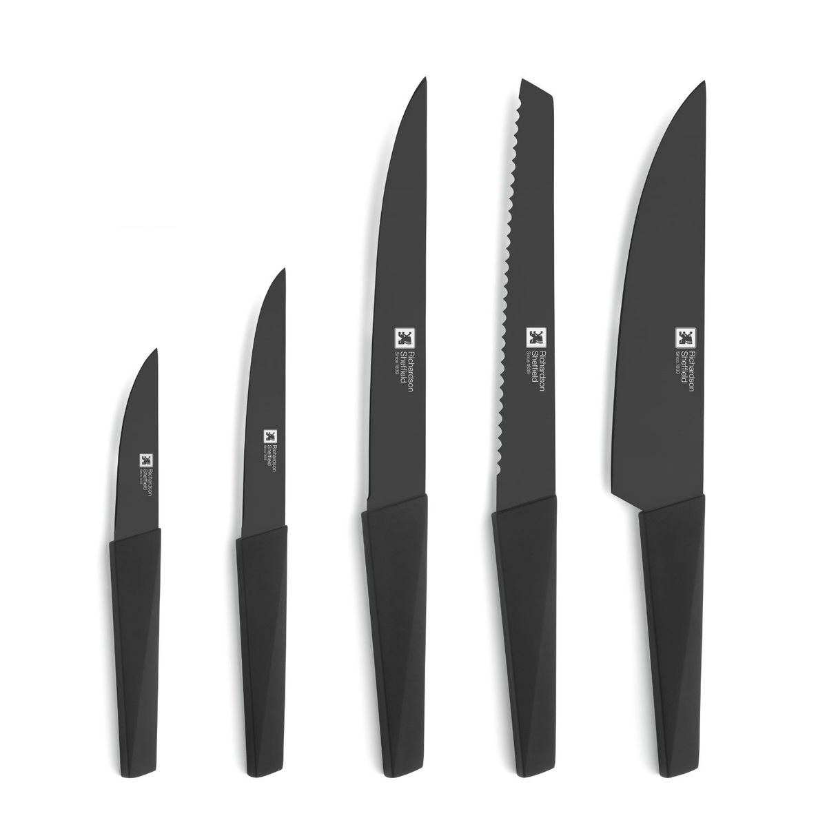 RICHARDSON SHEFFIELD - SET 5 CUCHILLLOS EDGE NEGRO RICHARDSON SHEFFIELD EN TACO, 6 PZ