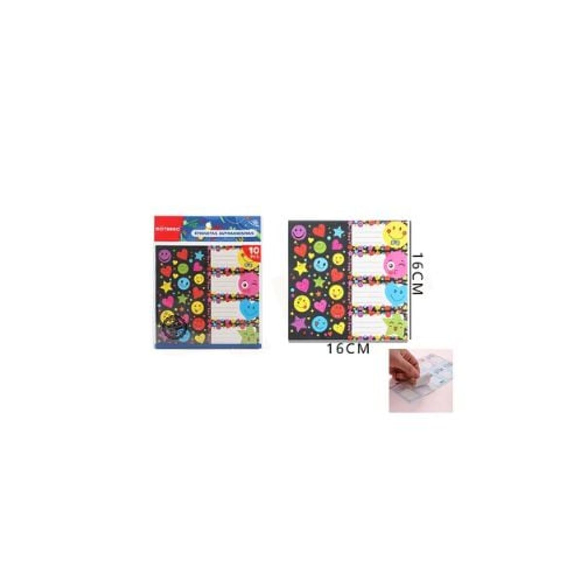 GENERICO - Etiqueta Autoadhesiva Escolar Emoji 16x16 Cm 10Pcs