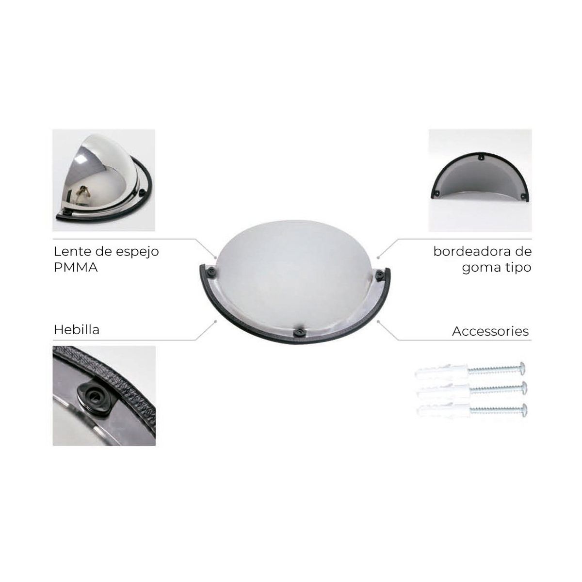 GENERICO - Espejo Panorámico 80cm tipo Domo 360°  Convexo de alta resistencia