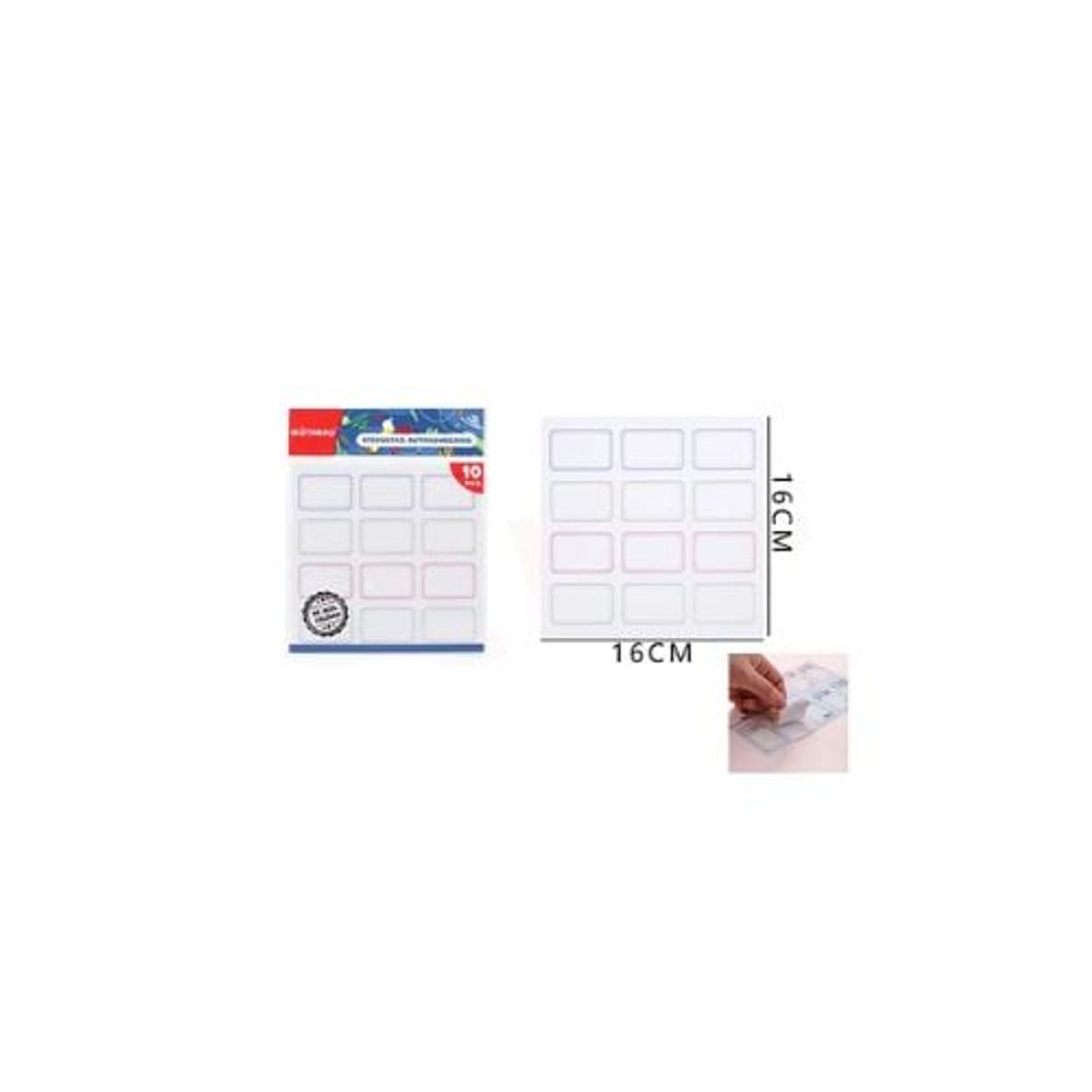 GENERICO - Etiqueta Autoadhesiva Escolar Rectangulares 16x16 Cm 10Pcs