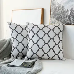 GENERICO - Pack 2 Fundas para Cojín Algodón 45x45 CM Zagora Bordado Gris