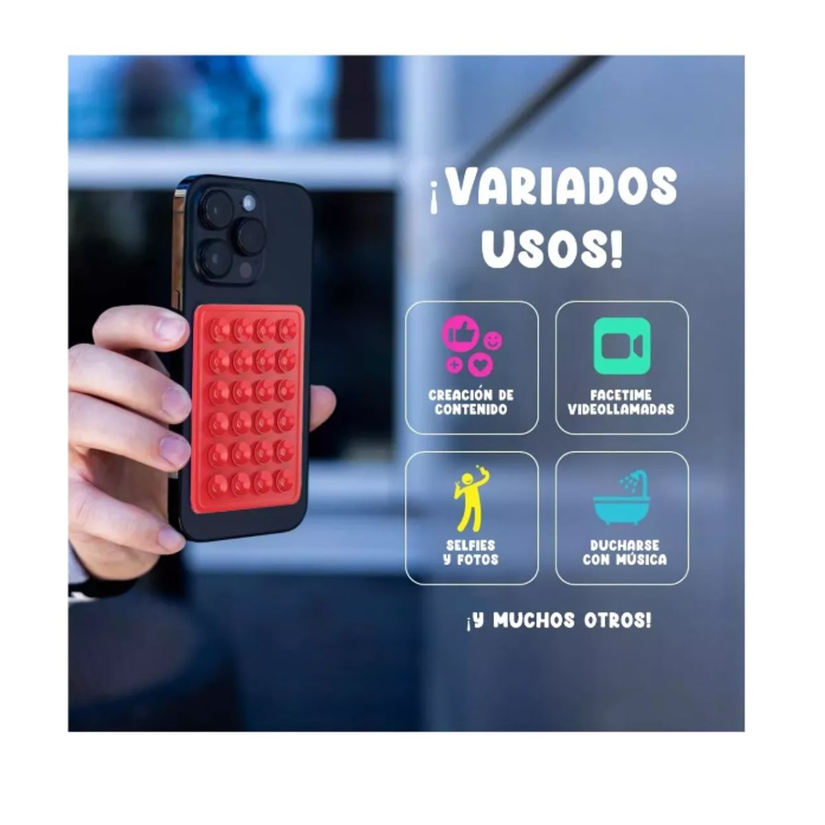 GENERICO - Funda De Succión De Silicona Para Teléfono Celular-GRIS