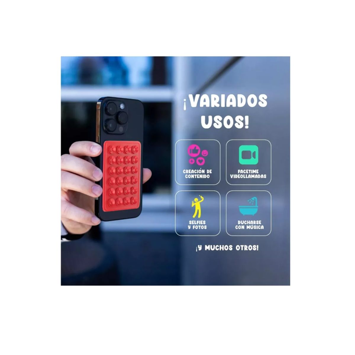 GENERICO - Funda De Succión De Silicona Para Teléfono Celular-GRIS