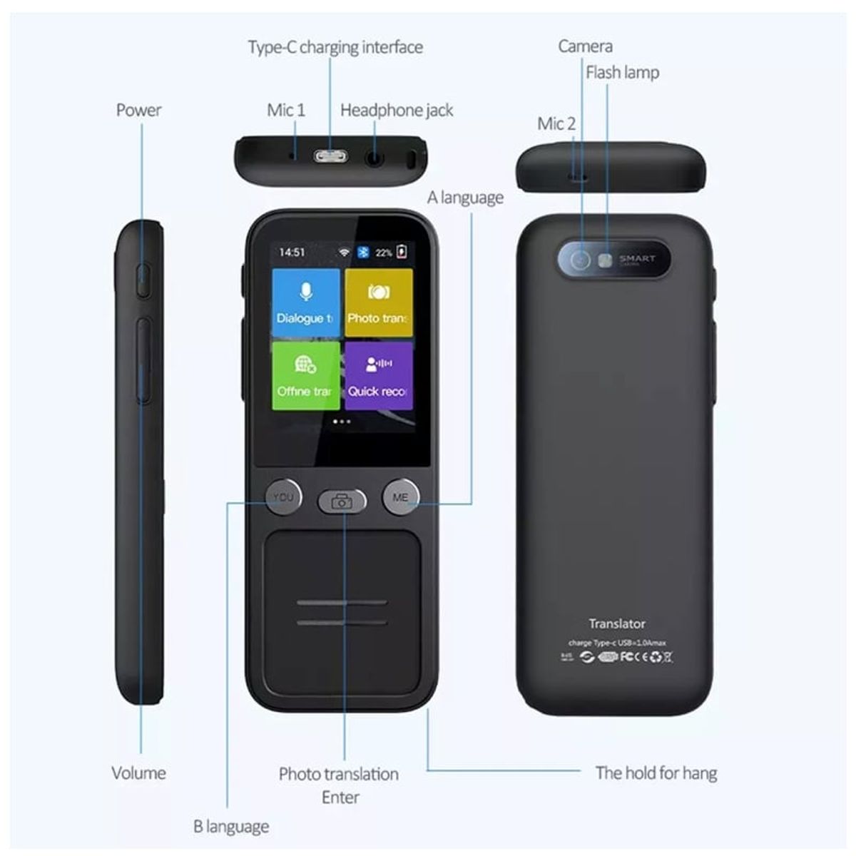 SUNNYLIFE - Traductor de Voz Instantáneo Portátil t16 V2