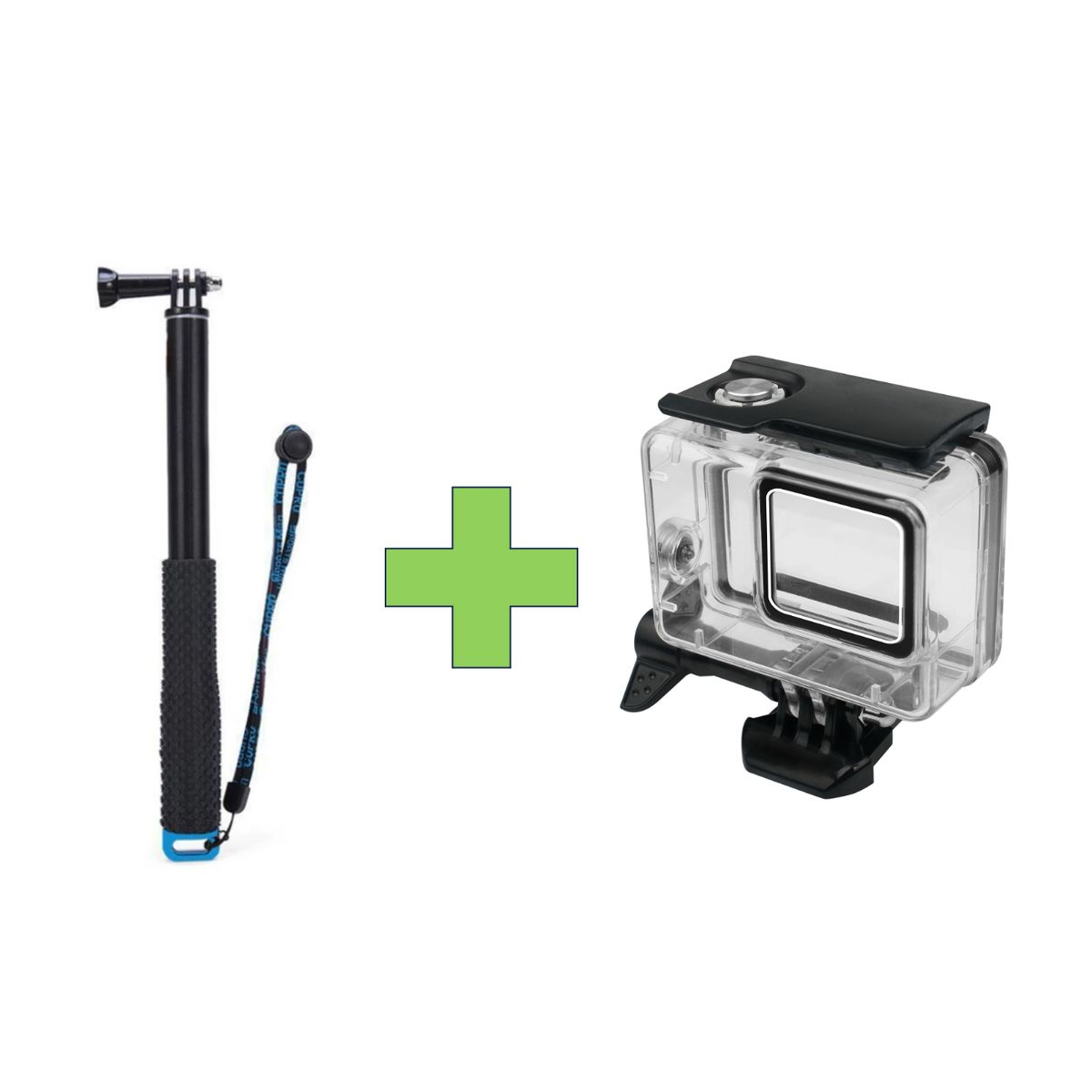 GENERICO - KIT MONÓPODO + CARCASA PARA GOPRO 7 SILVER & WHITE