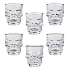 GENERICO - Set 6 Vaso Shot Calavera Tequilero Vasos Shoperos De Vidrio
