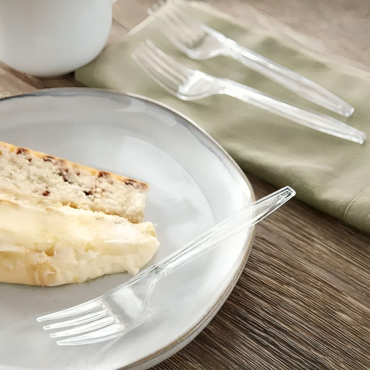 OEM - Pack 100 Tenedores Transparente Reutilizable - Desechable