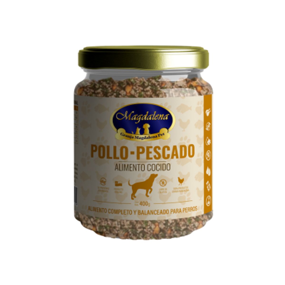 GRANJA MAGDALENA - 6 Pack Alimento Completo Cocido Pollo Pescado 400 grs