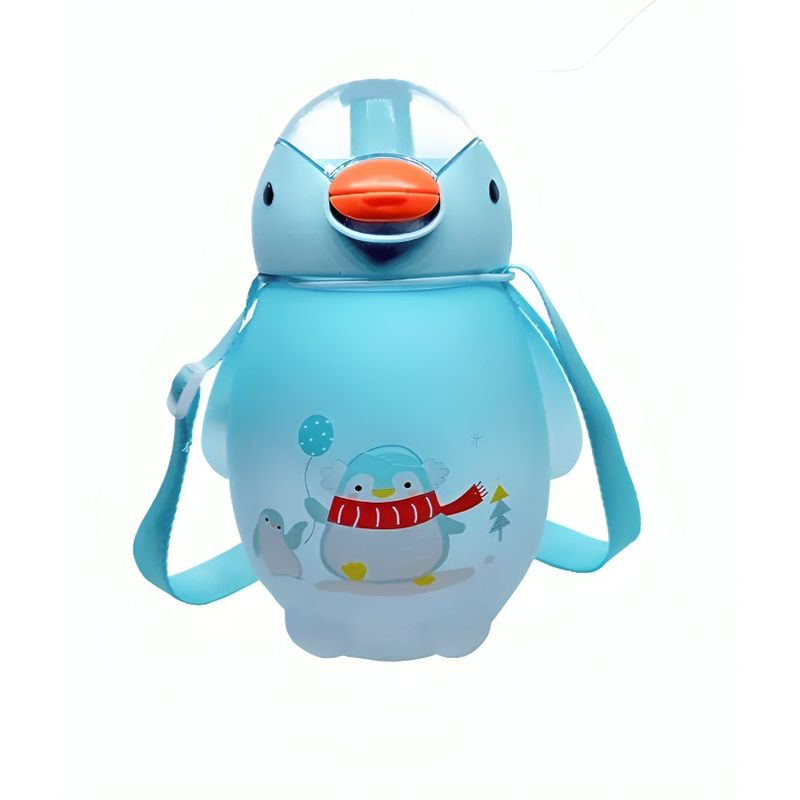 OEM - Botella Agua Pinguino Kawaii Con Stickers Y Correa 1500ml turquesa