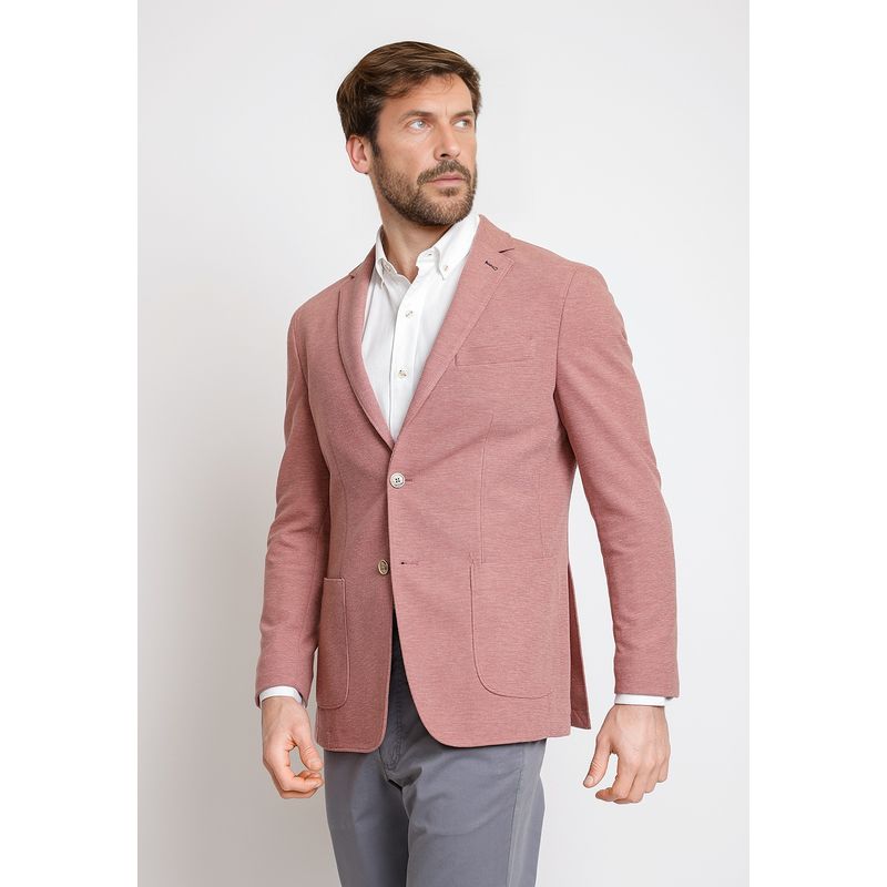TRIAL - Chaqueta Hombre Casual Mezcla Algodón Liso Slim Basic Coral