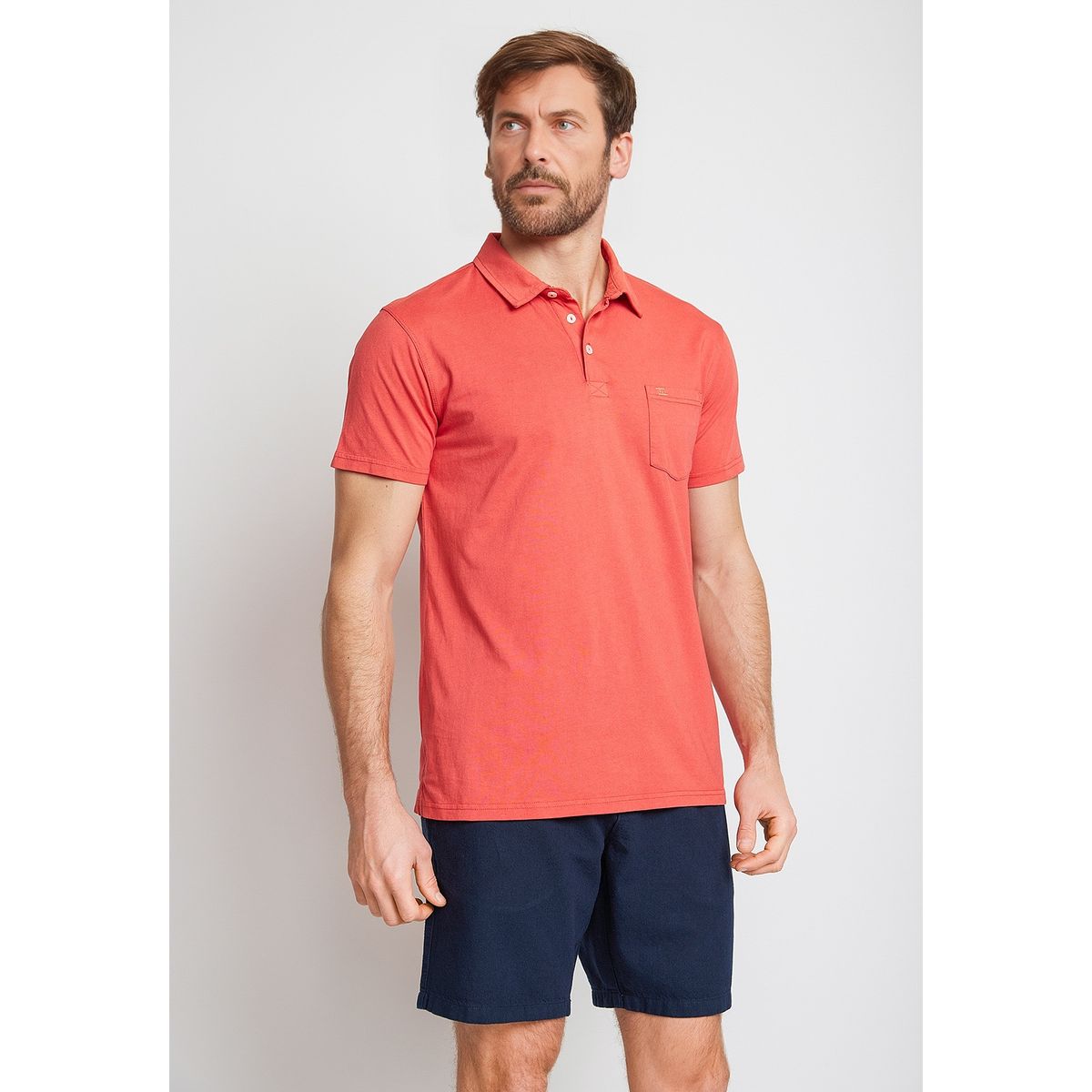 TRIAL - Polera Hombre Casual Algodón Polo Slim Marc Coral
