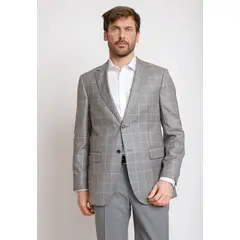 TRIAL - Chaqueta Hombre Formal Lana S100'S Cuadros Regular Classic Gris
