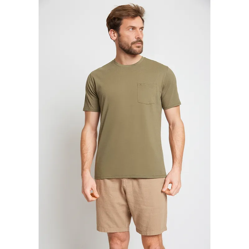 TRIAL - Polera Hombre Casual Algodón Liso Slim Marcus Verde