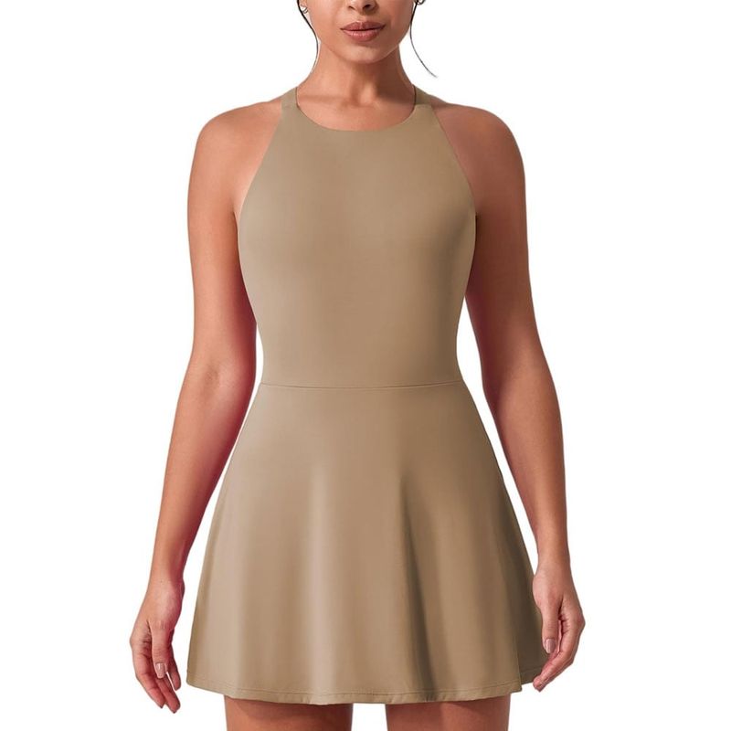 RURUTOTO - Vestido de tenis para mujer con pantalones cortos Beige