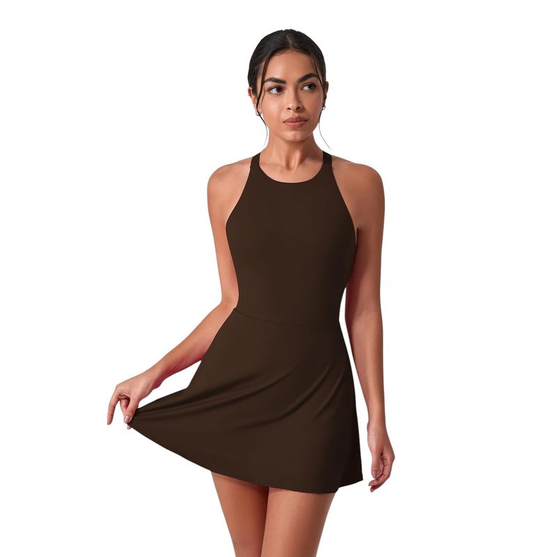 RURUTOTO - Vestido de tenis para mujer con pantalones cortos Beige