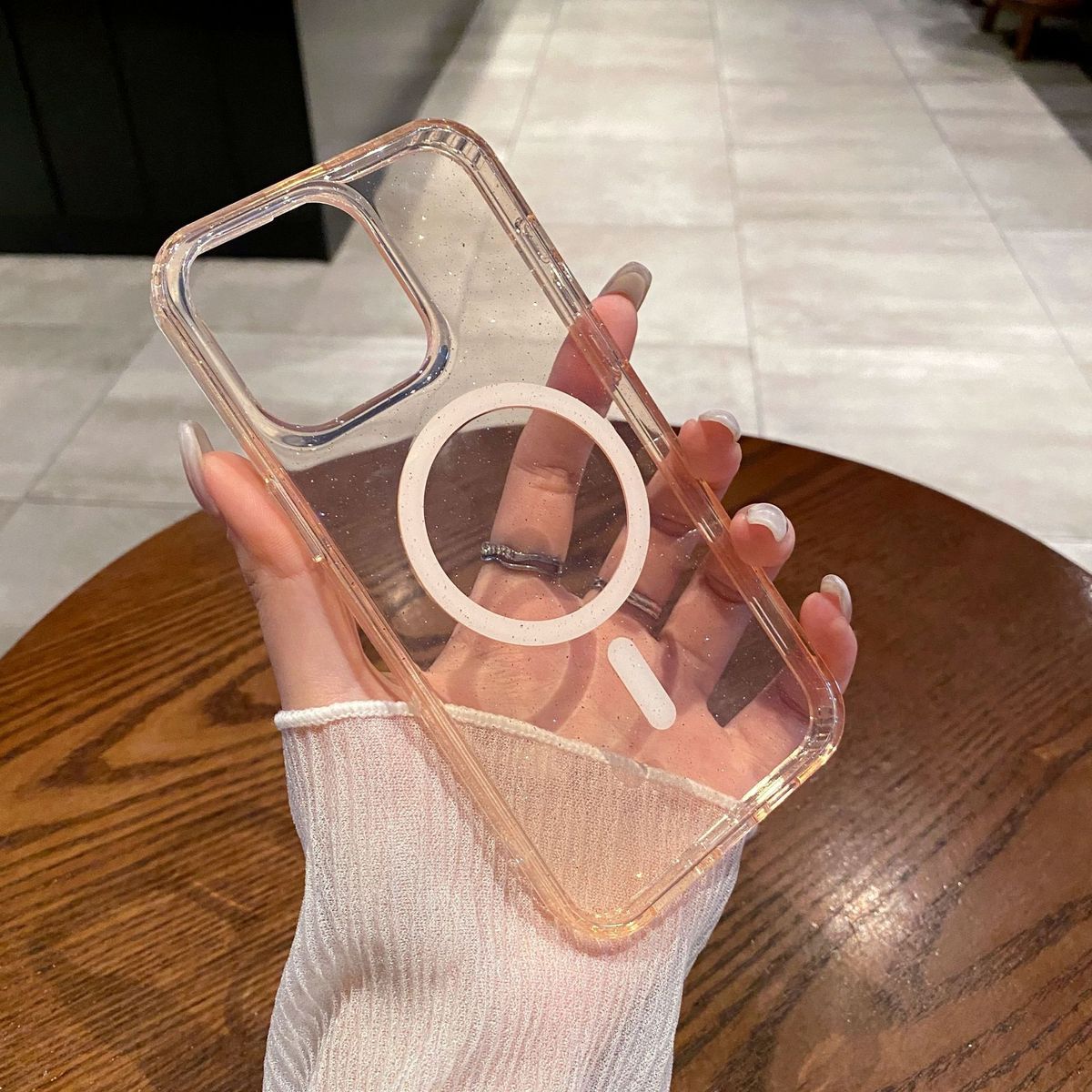 GENERICO - Carcasa Durazno iPhone 15 Pro Magsafe Antibacterial Mata 99% Bact