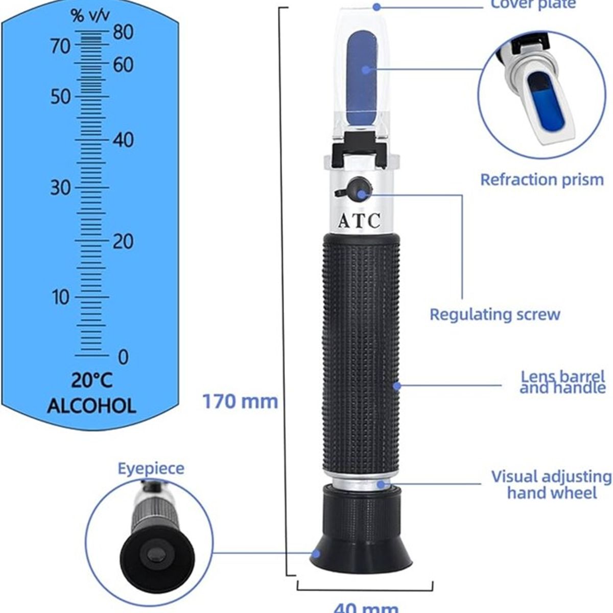 GENERICO - Refractometro Alcohol Atc 0-80