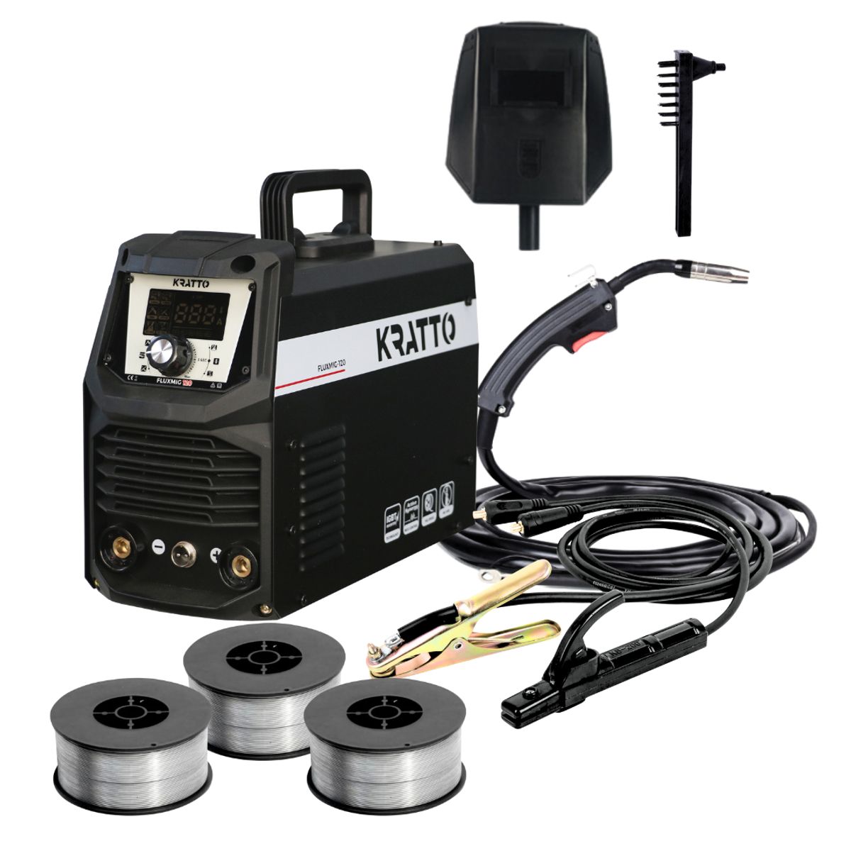KRATTO - KRATTO #5: Soldadora FLUX MIG-120 4 EN 1 [20-120A] +3kg alambre 0.8mm