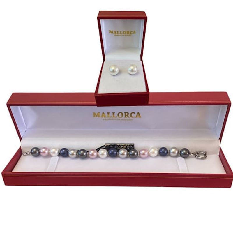 MALLORCA - PULSERA  COLORES Y AROS CONJUNTO  PERLAS DE MALLORCA
