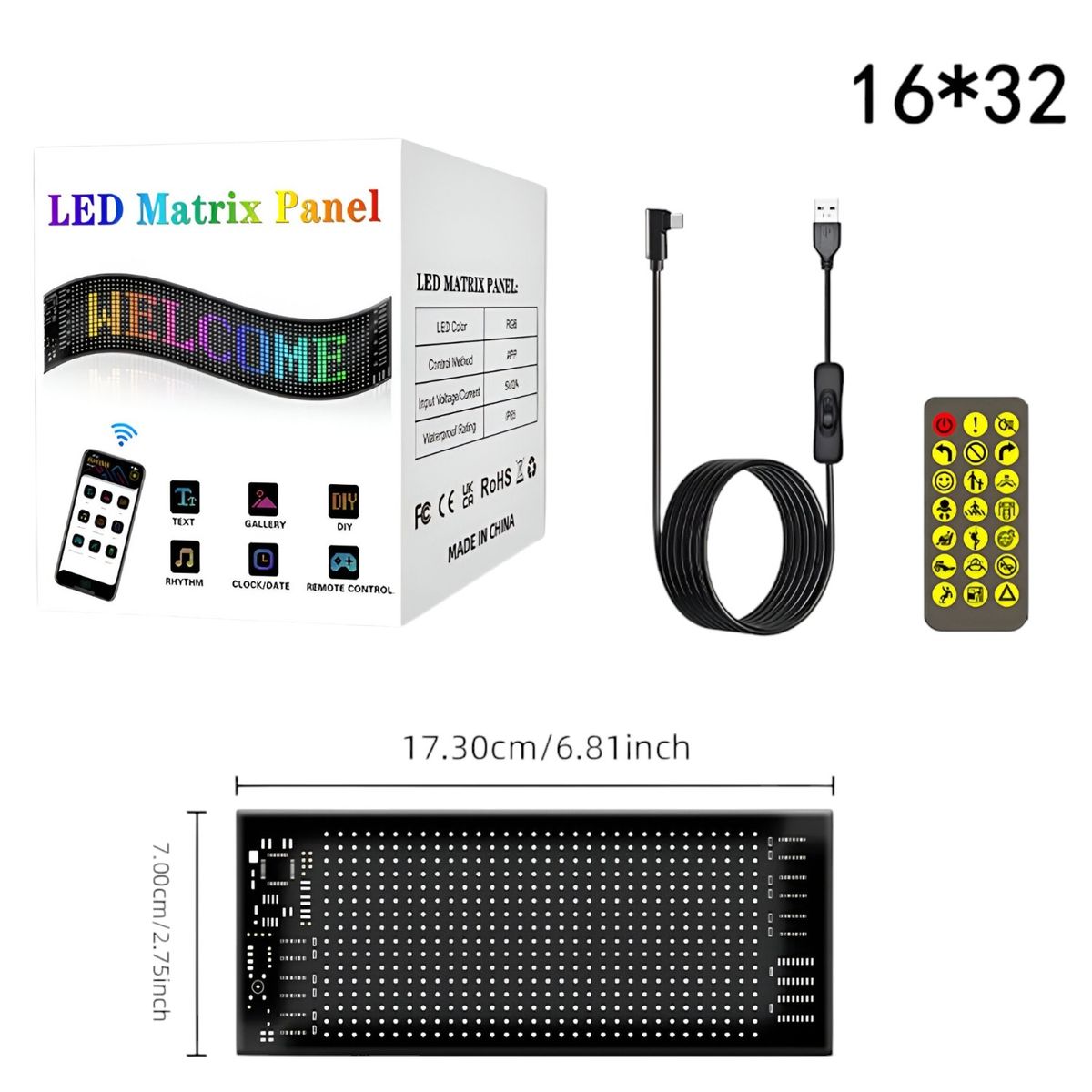 GENERICO - Letrero LED 16X32 Programable con Wifi