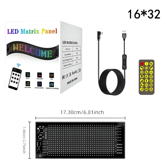 GENERICO - Letrero LED 16X32 Programable con Wifi