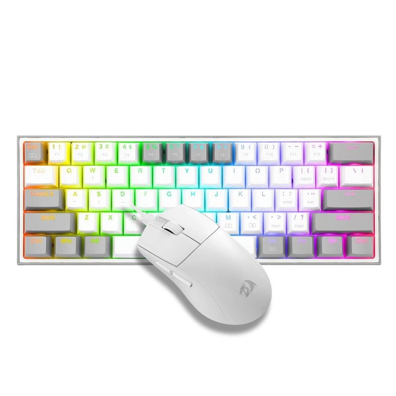 REDRAGON - Kit de Teclado y Mouse Redragon k617RGB SP M724 Blanco S143W