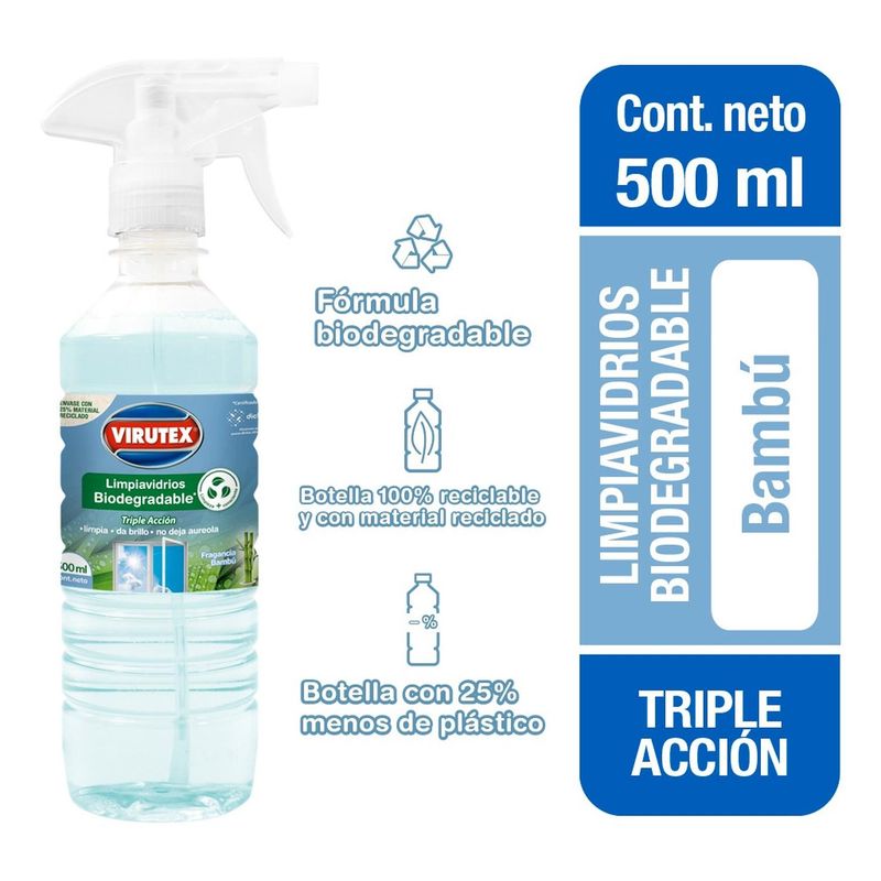 VIRUTEX - Limpiador Vidrio Biodeg 500ml Virutex
