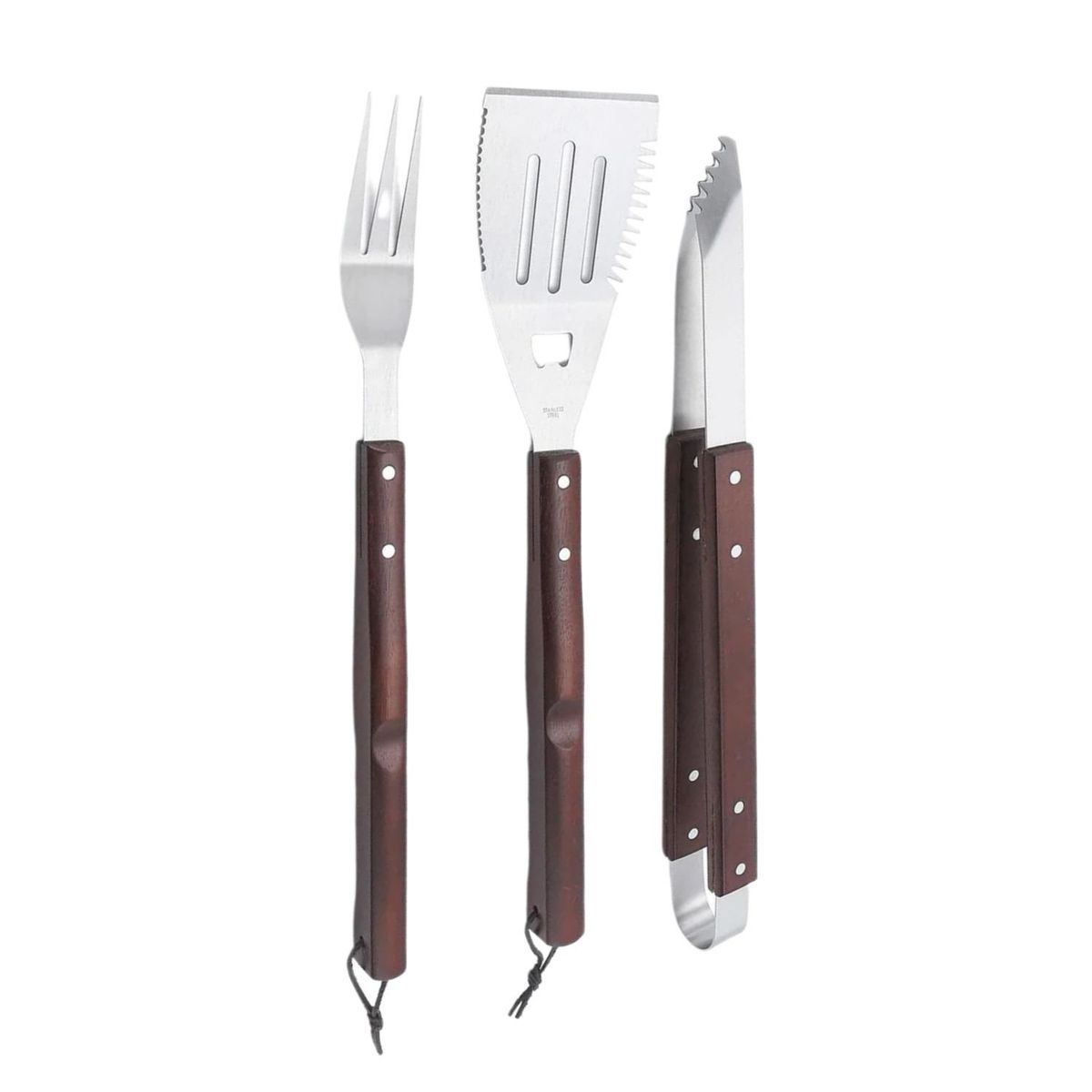 GENERICO - Set Parrillero 3 Piezas Espatula Horquilla Pinza Con Funda