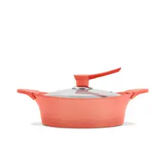 BOHLIER - Guisera 24cm De Aluminio Fundido Rosa Tapa De Vidrio