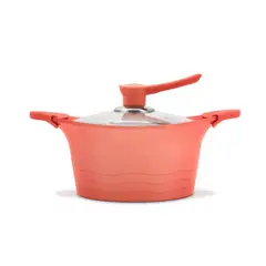 BOHLIER - Cacerola 24cm De Aluminio Fundido Rosa Tapa De Vidrio