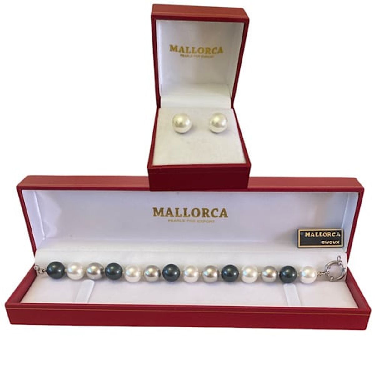MALLORCA - PULSERA  PERLAS GRANDES 12mm. Y AROS CONJUNTO DE PERLAS MALLORCA