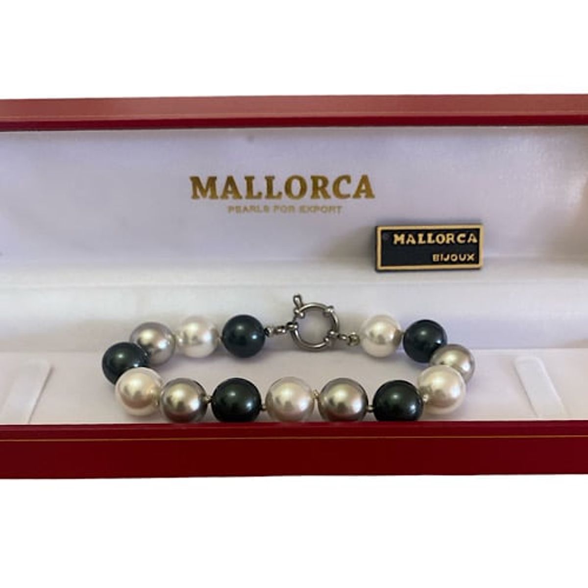 MALLORCA - PULSERA  PERLAS GRANDES 12mm. Y AROS CONJUNTO DE PERLAS MALLORCA