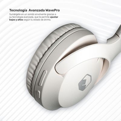 Imagen 2 del producto Audifonos Bluetooth Inalambricos Over Ear WavePro - Beige Negro