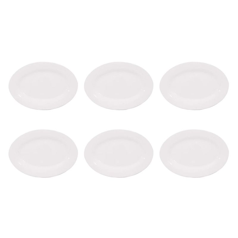 HALLEN - Set De 6 Fuentes Ovaladas 35.5cm Porcelana Blanca Hallen
