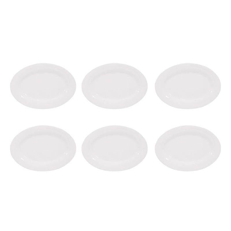 HALLEN - Set De 6 Platos Ovalados De 30.5cm Porcelana Blanca Hallen