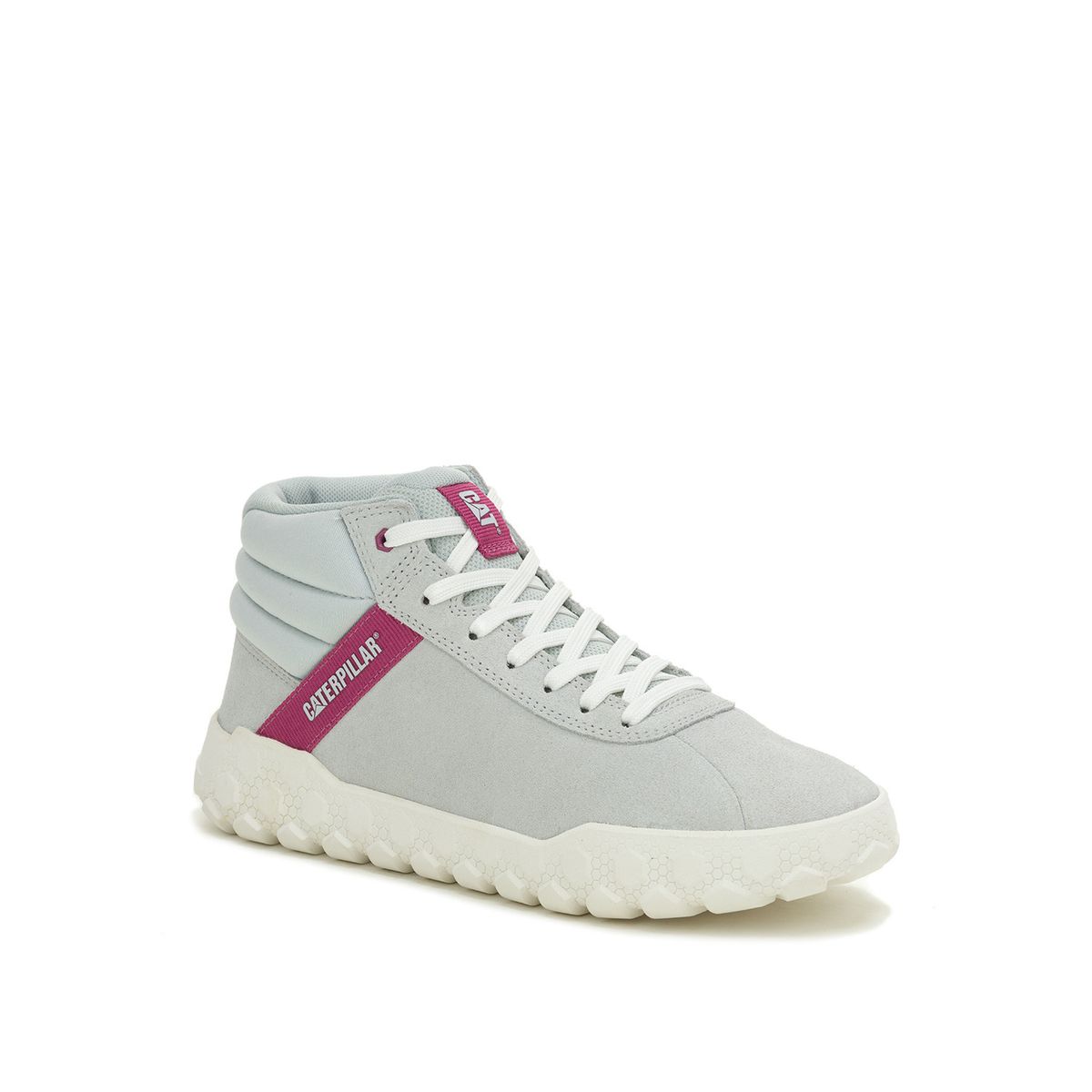 CAT - Zapatilla con caña Gamuza Mujer Hex+ Mid Gris Clar CAT