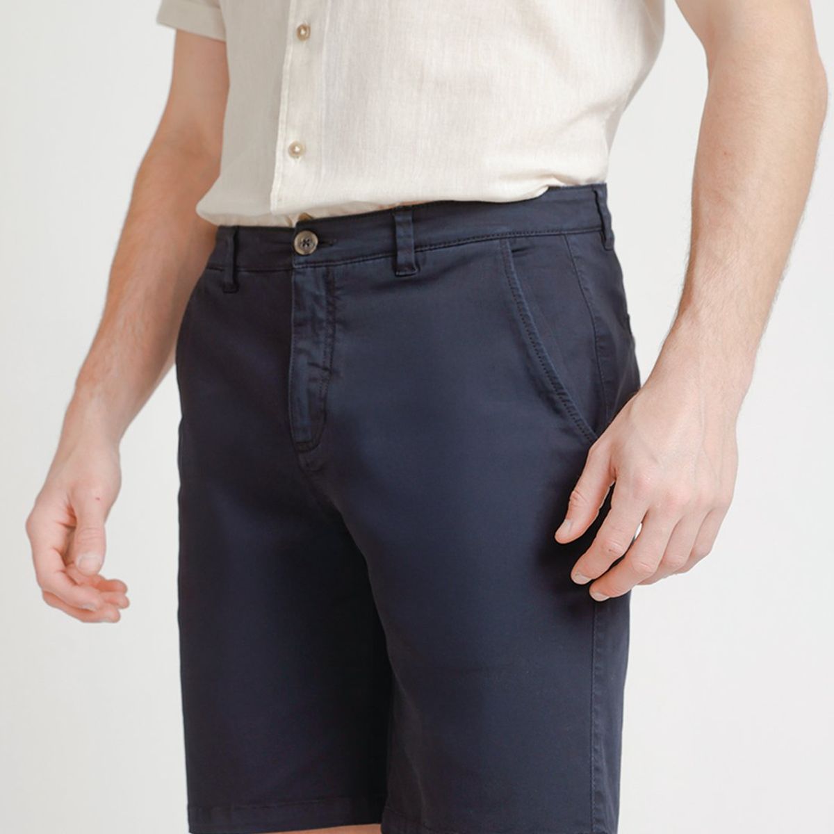 TRIAL - Bermuda Hombre Casual Algodón Liso Slim Valerio Azul Marino