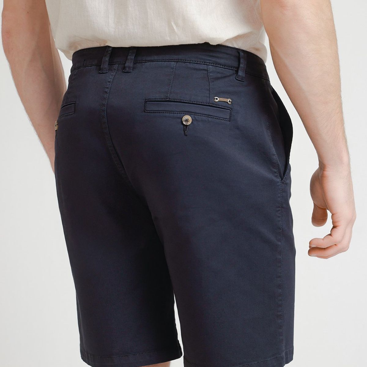 TRIAL - Bermuda Hombre Casual Algodón Liso Slim Valerio Azul Marino