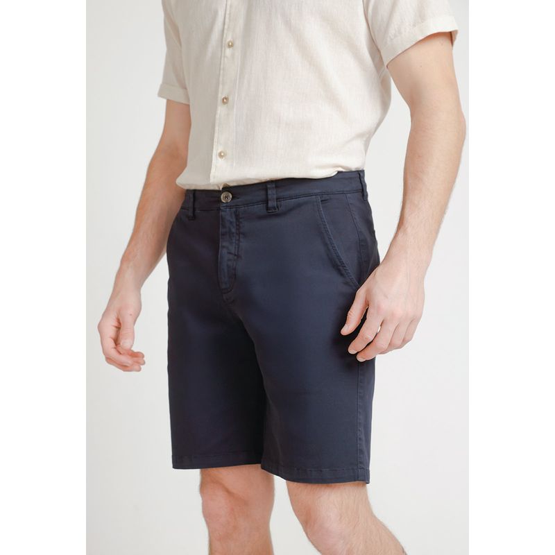 TRIAL - Bermuda Hombre Casual Algodón Liso Slim Valerio Azul Marino